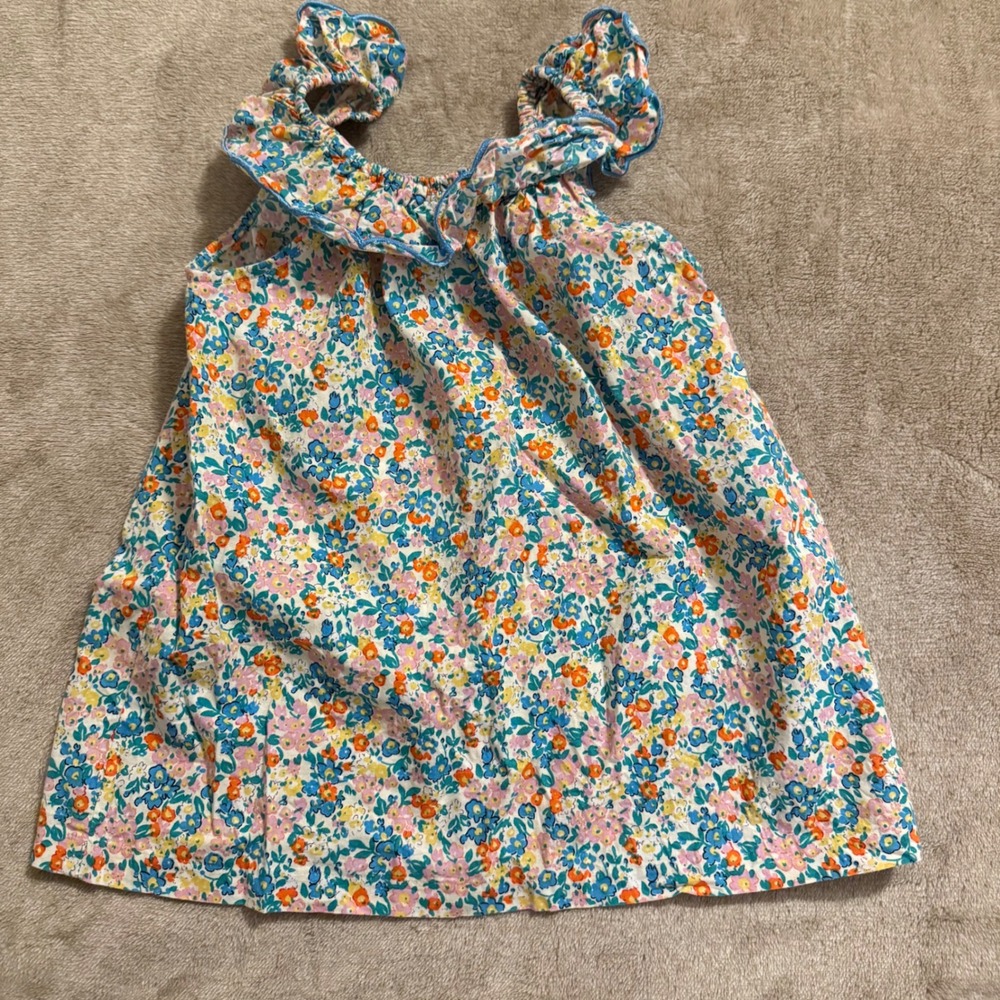 Bisby Kids Floral Ruffle Sleeveless Top Multi-Color Cotton Blouse Size 6